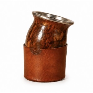 Calabaza CRIOLLO (mate cup of pumpkin with stainless steel rim and leather base)
