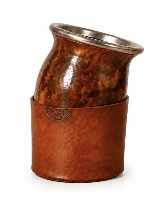 Calabaza CRIOLLO (mate cup of pumpkin with stainless steel rim and leather base)